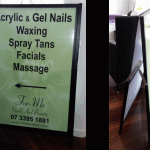 Professional a-frame corflute sign for For Me Nails and Beauty by Printing Brisbane