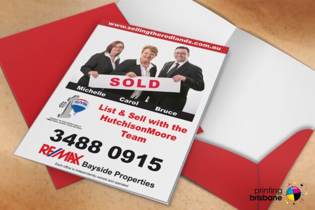 Professional corporate presentation folder for Remax by Printing Brisbane