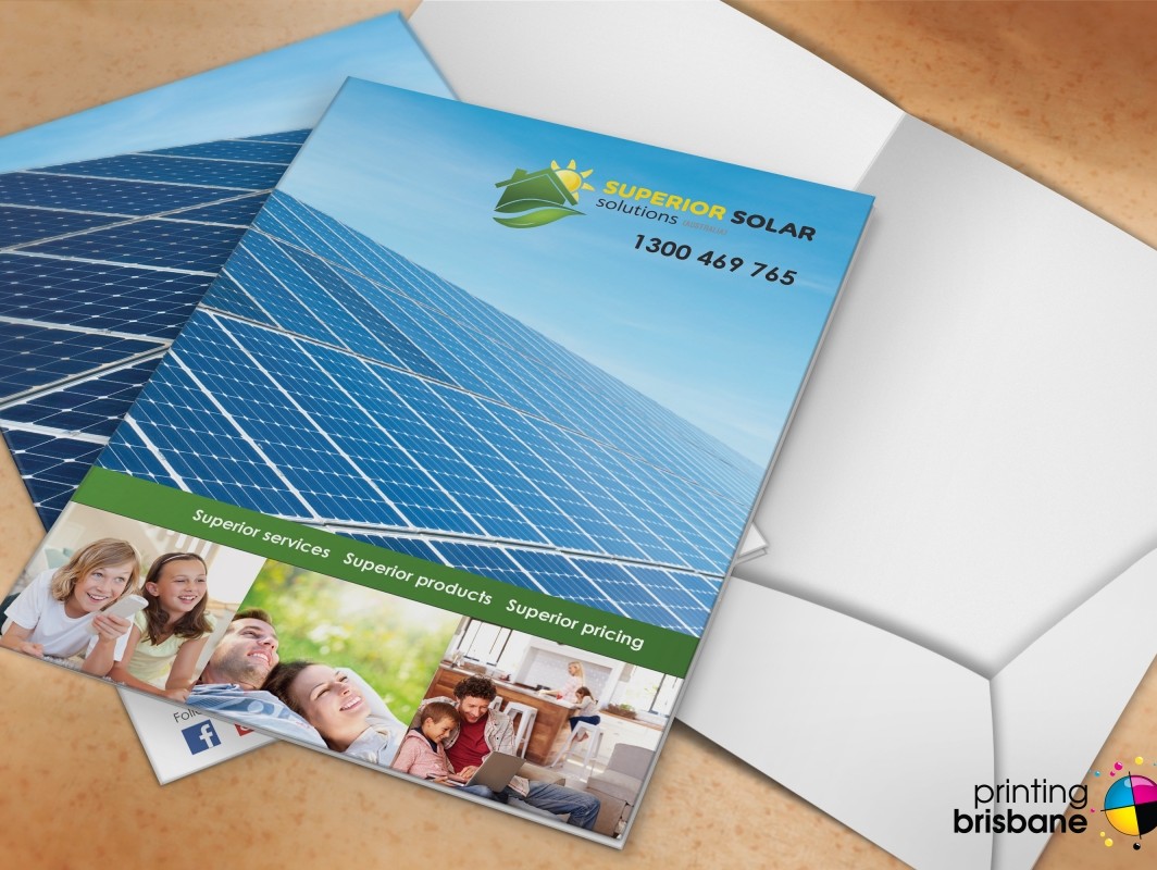 Professional corporate presentation folder for Superior Solar by Printing Brisbane