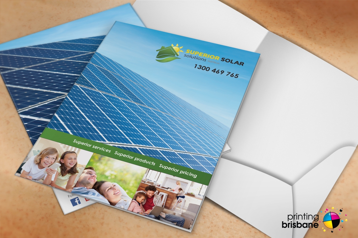 Professional corporate presentation folder for Superior Solar by Printing Brisbane
