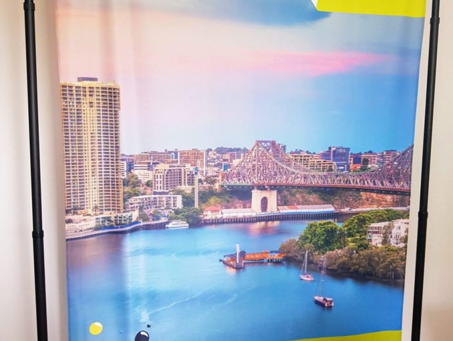 Fabric media wall with stand sign printing brisbane