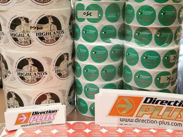 Various product labels including screen printed holographic foil