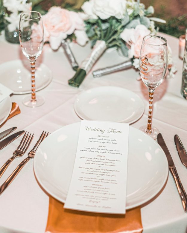 DL Menus on uncoated stock wedding menu printing brisbane
